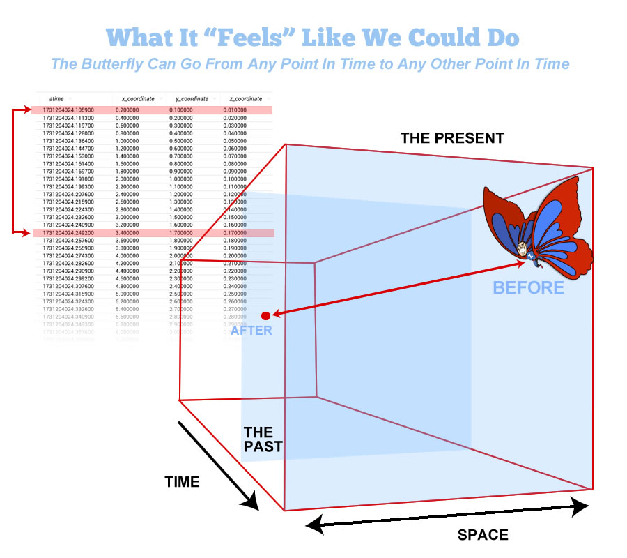 At the end of life it seems like the butterfly would be free to go anywhere in space-time