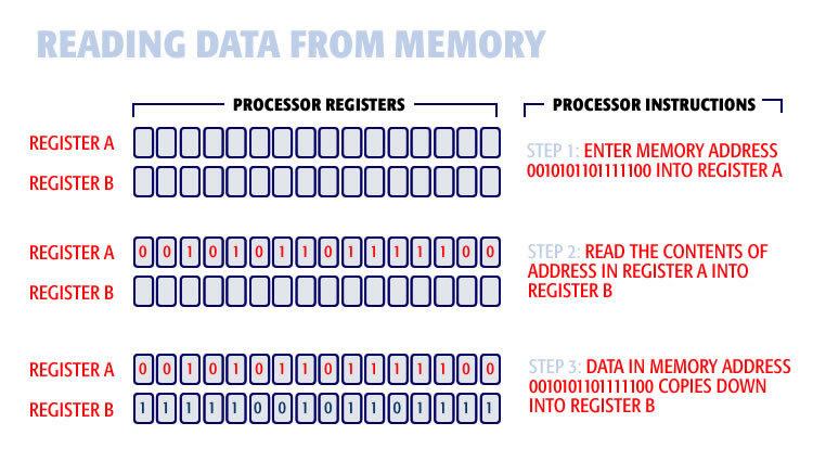 How a computer processor reads data from memory
